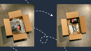 amazon use recyclable paper filler to replace plastic air pullows for reducing waste