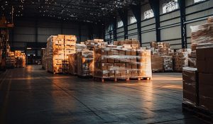 tertiary packaging used in warehouse such as pallets and stretch wraps